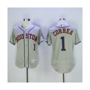 Men's Houston Astros #1 Carlos Correa Majestic Gray Flexbase Authentic Collection Player Jersey