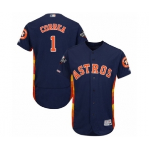 Men's Houston Astros #1 Carlos Correa Navy Blue Alternate Flex Base Authentic Collection 2019 World Series Bound Baseball Jersey