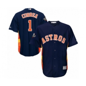 Men's Houston Astros #1 Carlos Correa Replica Navy Blue Alternate Cool Base 2019 World Series Bound Baseball Jersey