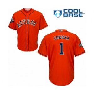 Men's Houston Astros #1 Carlos Correa Replica Orange Alternate Cool Base 2019 World Series Bound Baseball Jersey