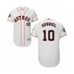 Men's Houston Astros #10 Yuli Gurriel White Home Flex Base Authentic Collection 2019 World Series Bound Baseball Jersey