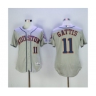 Men's Houston Astros #11 Evan Gattis Majestic Grey Flexbase Authentic Collection Player Jersey