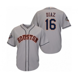 Men's Houston Astros #16 Aledmys Diaz Replica Grey Road Cool Base 2019 World Series Bound Baseball Jersey