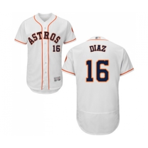 Men's Houston Astros #16 Aledmys Diaz White Home Flex Base Authentic Collection Baseball Jersey