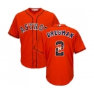 Men's Houston Astros #2 Alex Bregman Authentic Orange Team Logo Fashion Cool Base Baseball Jersey