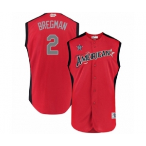 Men's Houston Astros #2 Alex Bregman Authentic Red American League 2019 Baseball All-Star Jersey