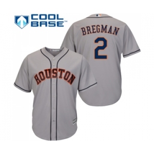 Men's Houston Astros #2 Alex Bregman Replica Grey Road Cool Base Baseball Jersey