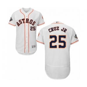 Men's Houston Astros #25 Jose Cruz Jr. White Home Flex Base Authentic Collection 2019 World Series Bound Baseball Jersey