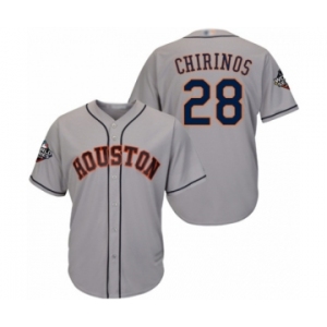 Men's Houston Astros #28 Robinson Chirinos Replica Grey Road Cool Base 2019 World Series Bound Baseball Jersey