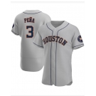 Men's Houston Astros #3 Felix Peña Grey Road Flex Base Authentic Collection Baseball Jersey