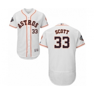 Men's Houston Astros #33 Mike Scott White Home Flex Base Authentic Collection 2019 World Series Bound Baseball Jersey