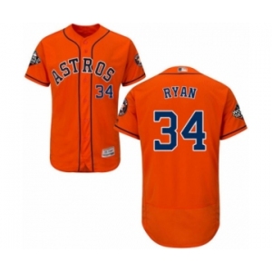 Men's Houston Astros #34 Nolan Ryan Orange Alternate Flex Base Authentic Collection 2019 World Series Bound Baseball Jersey