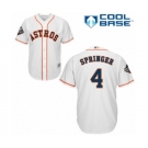 Men's Houston Astros #4 George Springer Replica White Home Cool Base 2019 World Series Bound Baseball Jersey