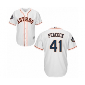 Men's Houston Astros #41 Brad Peacock Replica White Home Cool Base 2019 World Series Bound Baseball Jersey