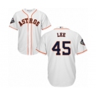 Men's Houston Astros #45 Carlos Lee Replica White Home Cool Base 2019 World Series Bound Baseball Jersey