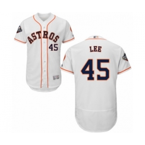 Men's Houston Astros #45 Carlos Lee White Home Flex Base Authentic Collection 2019 World Series Bound Baseball Jersey