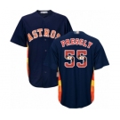 Men's Houston Astros #55 Ryan Pressly Authentic Navy Blue Team Logo Fashion Cool Base Baseball Jersey