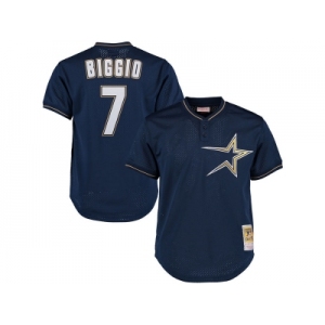 Men's Houston Astros #7 Craig Biggio Mitchell & Ness Navy Cooperstown Collection Batting Practice Jersey