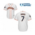 Men's Houston Astros #7 Craig Biggio Replica White Home Cool Base 2019 World Series Bound Baseball Jersey