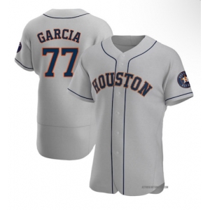 Men's Houston Astros #77 Luis Garcia Grey Road Flex Base Authentic Collection Baseball Jersey