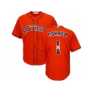 Men's Majestic Houston Astros #1 Carlos Correa Authentic Orange Team Logo Fashion Cool Base MLB Jersey