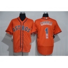 Men's Majestic Houston Astros #1 Carlos Correa Orange USA Flag Fashion MLB Jersey