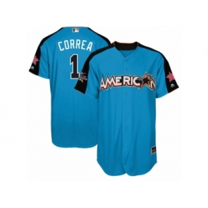 Men's Majestic Houston Astros #1 Carlos Correa Replica Blue American League 2017 MLB All-Star MLB Jersey