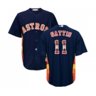 Men's Majestic Houston Astros #11 Evan Gattis Authentic Navy Blue Team Logo Fashion Cool Base MLB Jersey