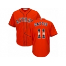 Men's Majestic Houston Astros #11 Evan Gattis Authentic Orange Team Logo Fashion Cool Base MLB Jersey