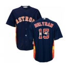 Men's Majestic Houston Astros #15 Carlos Beltran Authentic Navy Blue Team Logo Fashion Cool Base MLB Jersey