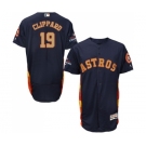 Men's Majestic Houston Astros #19 Tyler Clippard Navy Blue Alternate 2018 Gold Program Flex Base Authentic Collection MLB Jersey