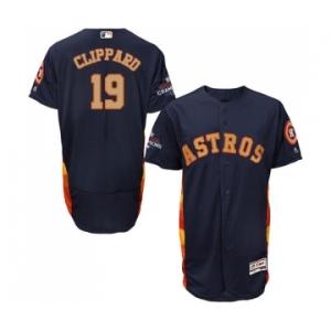 Men's Majestic Houston Astros #19 Tyler Clippard Navy Blue Alternate 2018 Gold Program Flex Base Authentic Collection MLB Jersey