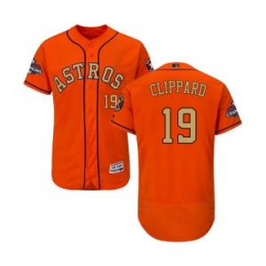 Men's Majestic Houston Astros #19 Tyler Clippard Orange Alternate 2018 Gold Program Flex Base Authentic Collection MLB Jersey