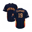 Men's Majestic Houston Astros #19 Tyler Clippard Replica Navy Blue Alternate 2018 Gold Program Cool Base MLB Jersey