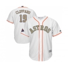 Men's Majestic Houston Astros #19 Tyler Clippard Replica White 2018 Gold Program Cool Base MLB Jersey