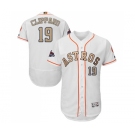 Men's Majestic Houston Astros #19 Tyler Clippard White 2018 Gold Program Flex Base Authentic Collection MLB Jersey