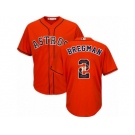 Men's Majestic Houston Astros #2 Alex Bregman Authentic Orange Team Logo Fashion Cool Base MLB Jersey