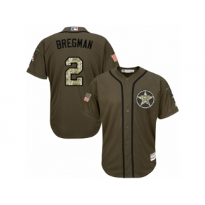 Men's Majestic Houston Astros #2 Alex Bregman Replica Green Salute to Service MLB Jersey