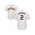 Men's Majestic Houston Astros #2 Alex Bregman Replica White Home Cool Base MLB Jersey