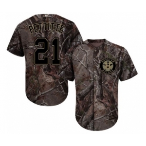 Men's Majestic Houston Astros #21 Andy Pettitte Authentic Camo Realtree Collection Flex Base MLB Jersey