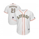 Men's Majestic Houston Astros #21 Andy Pettitte Replica White 2018 Gold Program Cool Base MLB Jersey