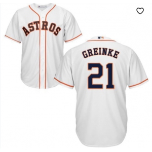 Men's Majestic Houston Astros #21 Greinke White Cool Base MLB Jersey