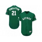 Men's Majestic Houston Astros #21 Jon Singleton Green Celtic Flexbase Authentic Collection MLB Jersey