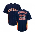 Men's Majestic Houston Astros #22 Josh Reddick Authentic Navy Blue Team Logo Fashion Cool Base MLB Jersey