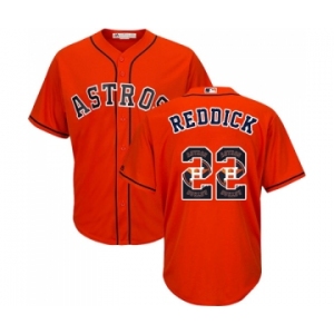 Men's Majestic Houston Astros #22 Josh Reddick Authentic Orange Team Logo Fashion Cool Base MLB Jersey