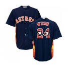 Men's Majestic Houston Astros #24 Jimmy Wynn Authentic Navy Blue Team Logo Fashion Cool Base MLB Jersey