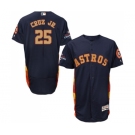 Men's Majestic Houston Astros #25 Jose Cruz Jr. Navy Blue Alternate 2018 Gold Program Flex Base Authentic Collection MLB Jersey