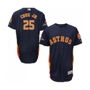 Men's Majestic Houston Astros #25 Jose Cruz Jr. Navy Blue Alternate 2018 Gold Program Flex Base Authentic Collection MLB Jersey