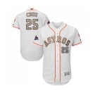 Men's Majestic Houston Astros #25 Jose Cruz Jr. White 2018 Gold Program Flex Base Authentic Collection MLB Jersey