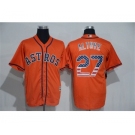 Men's Majestic Houston Astros #27 Jose Altuve Orange USA Flag Fashion MLB Jersey